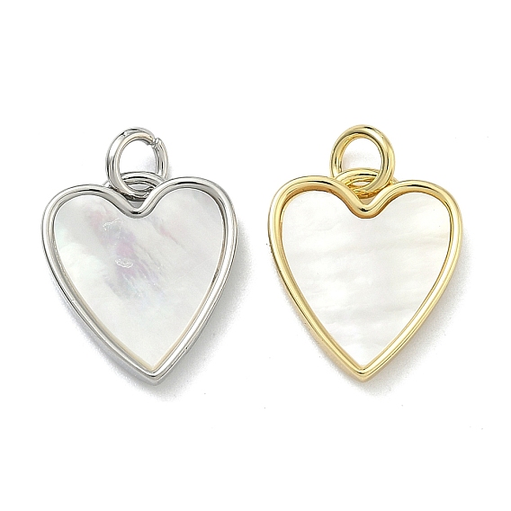 Подвески из натуральных ракушек, латунные шармы в форме сердца, без кадмия и без свинца, стойки покрытие, долговечный, цвет морской раковины