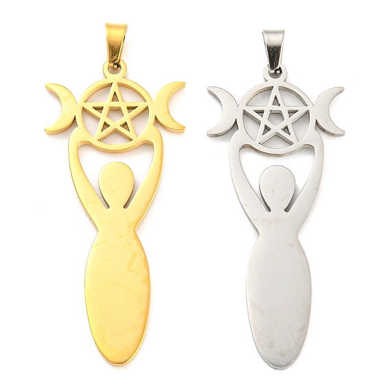 304 подвески из нержавеющей стали, Викканский талисман с тройной лунной пентаграммой