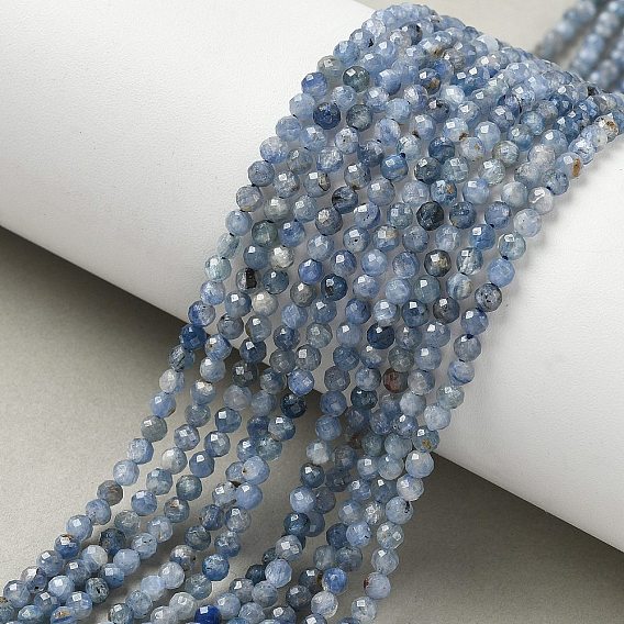 Натуральный кианитовые бисер пряди, граненые круглые