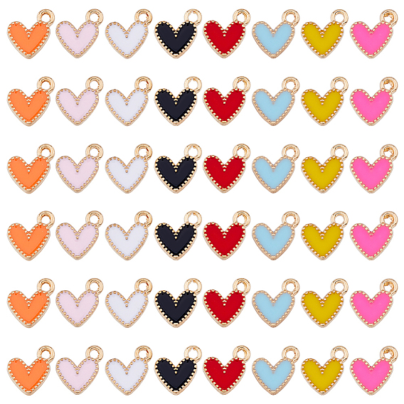 128 шт 8 цвета сплава эмаль подвески, сердце прелести, золотые
