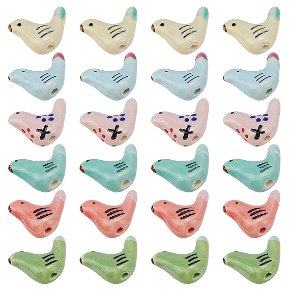 28шт 7 цвета фарфоровые бусины ручной работы, птица, пастельный фарфор