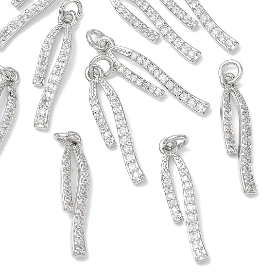 Pendentifs en laiton Shegrace avec zircon cubique transparent, charmes de ruban, sans cadmium et sans plomb et sans nickel