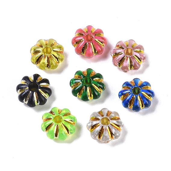 Акриловые бусины, золотой металл обвитыми, цветок