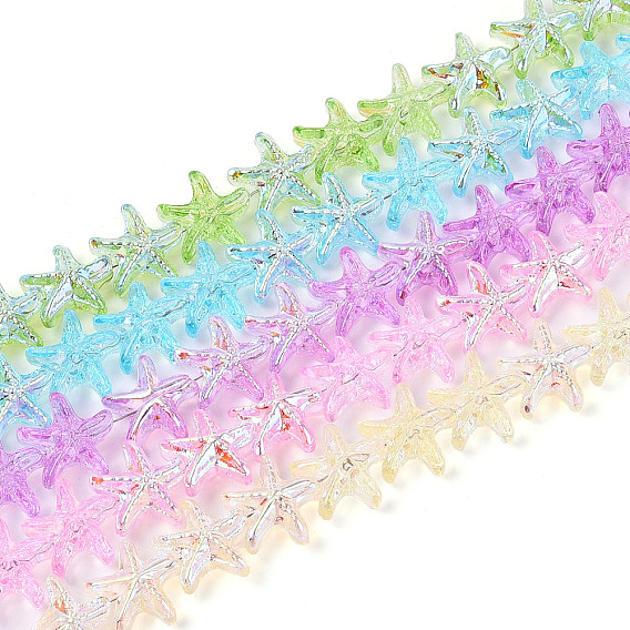 Гальваническое покрытие, прозрачные стеклянные бусины, нити, морская звезда, с половиным покрытием