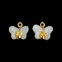 Light Gold Tone Alloy with Glass Charms, Butterfly Charm