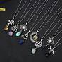 Ожерелья с подвесками «Наггетс» из натуральных драгоценных камней, с кабельным цепи, солнце/луна/звезда/трикетра
