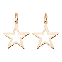 30Pcs Rack Plating Brass Pendants, Long-Lasting Plated, Hollow, Star