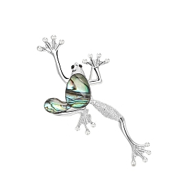 Retro Creative Abalone Shell Frog Brooch, Fashion Personality Alloy Animal Brooch