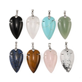 Природные и синтетические Gemstone подвески, Подвески в виде наконечников стрел с латунными защелкивающимися креплениями, платина