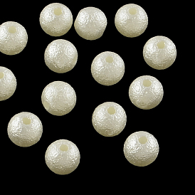 Матовый круглый абс пластиковый имитация жемчужные бусины, 6 мм, Отверстие : 1 мм , около 5200 шт / 500 г