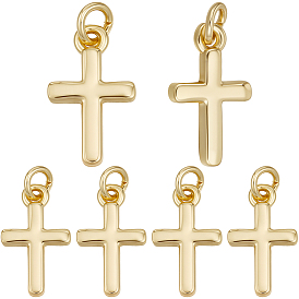 20 шт. Латунные подвески, долговечный, крестик, с целью перехода в кольце