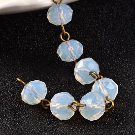 Имитация нефрита стеклянные бусы Rondelle цепи для изготовления браслетов ожерелья, с античным бронзовым латунным штифтом, несварные, 39.3 дюйм, около 87 шт / нитка