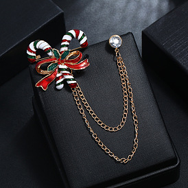 Broche de caramelo de mariposa de colores con cadena de doble capa para regalo de Navidad