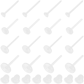 Фурнитура для плоских круглых сережек-гвоздиков из пластика/смолы, с пластиковыми гайками уха