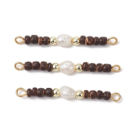 Подвески-шармы из натурального культивированного пресноводного жемчуга, синтетического немагнитного гематита и натурального кокоса в форме рондель, с 304 фурнитурой из нержавеющей стали