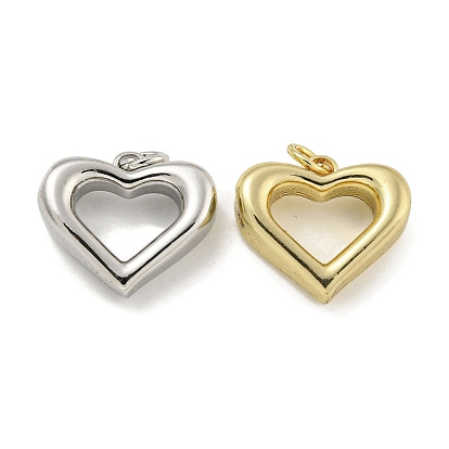 Colgantes de latón, con anillos de salto, sin plomo y cadmio, larga duración plateado, corazón