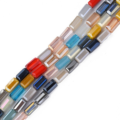 Transparent Glass Beads Strands, Faceted, Rectangle
