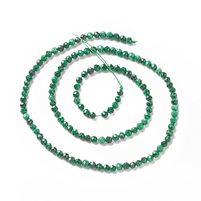 Natural Malachite Beads Strands, Faceted, Round