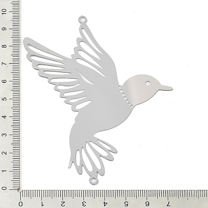 201 Stainless Steel Connector Charms, Bird Links, Etched Metal Embellishments