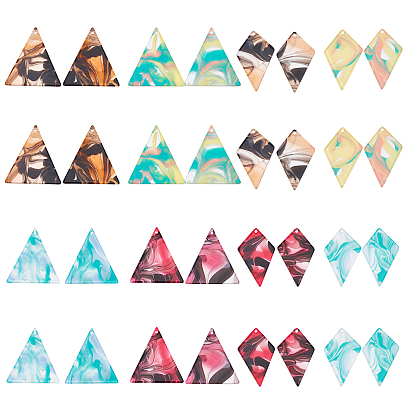 32Pcs 8 Colors Acrylic Pendants, for DIY Bracelet Necklace Earring Jewelry Craft Making, Kite & Triangle
