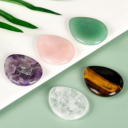 Natural Gemstone Massage Stone, Thumb Worry Stone, Pocket Palm Stones, for Relaxing, Pain Relief, Teardrop