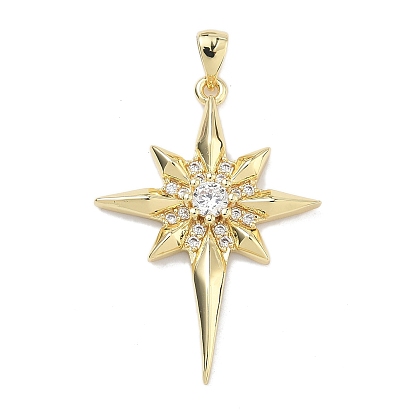 Латунные микропаве прозрачные подвески с фианитом, долговечный, стойки покрытие, без свинца и без кадмия, звезды прелести