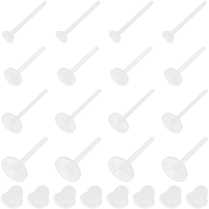 Фурнитура для плоских круглых сережек-гвоздиков из пластика/смолы, с пластиковыми гайками уха