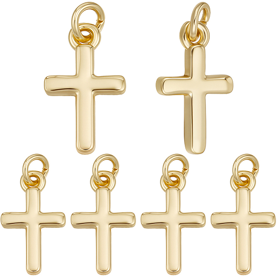 20 шт. Латунные подвески, долговечный, крестик, с целью перехода в кольце
