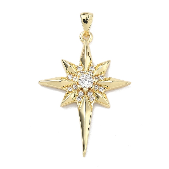 Латунные микропаве прозрачные подвески с фианитом, долговечный, стойки покрытие, без свинца и без кадмия, звезды прелести