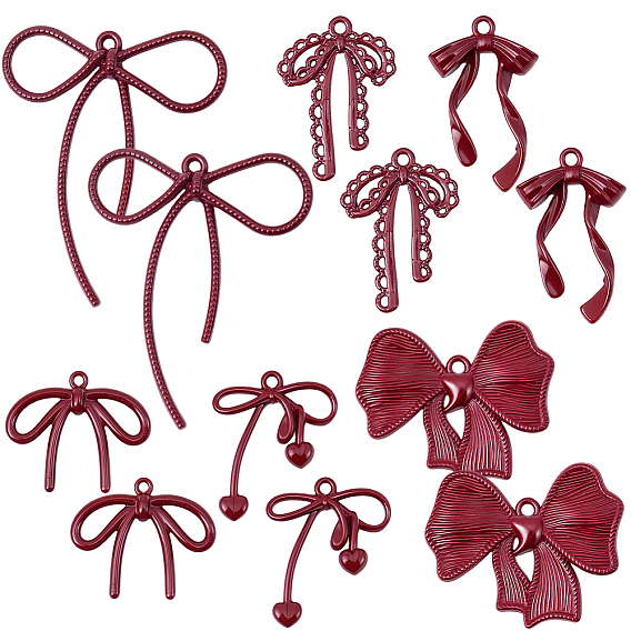 12шт 6 стили подвески из сплава, окрашенные распылением, с эмалью, бантом