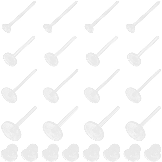 Фурнитура для плоских круглых сережек-гвоздиков из пластика/смолы, с пластиковыми гайками уха