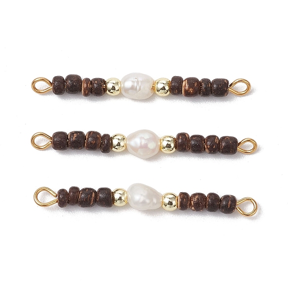 Подвески-шармы из натурального культивированного пресноводного жемчуга, синтетического немагнитного гематита и натурального кокоса в форме рондель, с 304 фурнитурой из нержавеющей стали