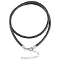 10Pcs Round Leather Cord Necklaces Making, with 304 Stainless Steel Lobster Claw Clasps and Extender Chains, Stainless Steel Color