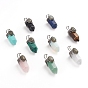 Gemstone Pointed Big Pendants, with Gunmetal Tone Brass Pendant Bails and Natural Labradorite, Bullet