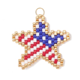 Стеклянные подвески из бисера, звезда очарование, с открытыми пружинными кольцами из нержавеющей стали 304, реальный 18 k позолоченный