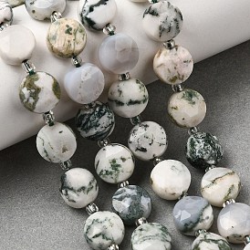 Натурального дерева агат бисер нитей, граненые шестиугольные бусины в форме монеты, с бисером