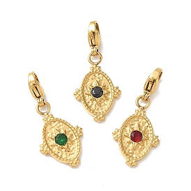 Овальные 304 подвесные украшения из нержавеющей стали и стекла, с карабин-лобстерами , реальный 18 k позолоченный