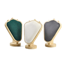 Bust Shaped Velvet Necklace Display Stands, with Wood Pedestal