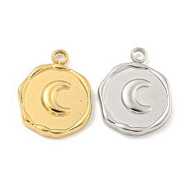 Ионное покрытие (ip) 304 брелоки из нержавеющей стали, плоская круглая с лунным шармом