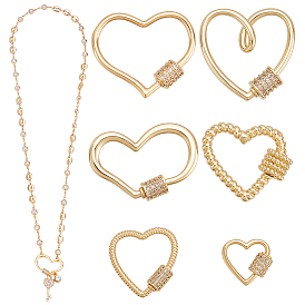 6 шт 6 стили латунные винтовые зажимы, сердце