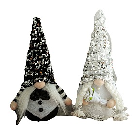 Valentine's Day Cloth Bride and Groom Gnome Dolls Figurines Display Decorations, for Wedding Decoration
