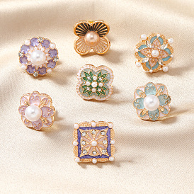 Zinc Alloy Enamel Brooch with Plastic Pearl Collar Pins