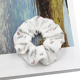 300Pcs Flower Pattern Cotton Elastic Hair Ties, Scrunchie/Scrunchy, Ponytail Holder for Women Girls