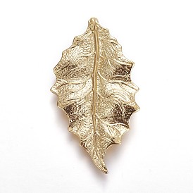 Brass Pendants, Real 18K Gold Plated, Leaf