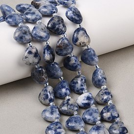 Натуральное синее пятно нитки из бисера яшмы, сердце, Топ пробуренной, с бисером