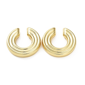 Rack Plating Grooved Donut Brass Cuff Earring, Cadmium Free & Lead Free