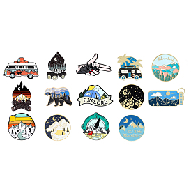 Outdoor Travel Pin Set - 15 Pieces for Backpacks and Jackets
