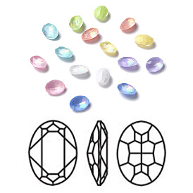 K9 Faceted Glass Pointed Back Rhinestone Cabochons, Oval