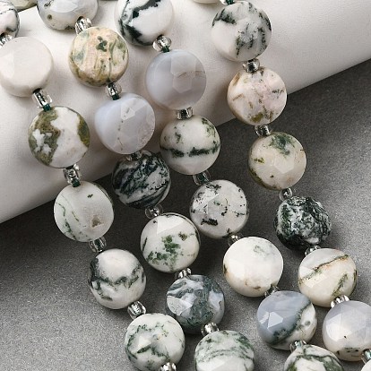 Натурального дерева агат бисер нитей, граненые шестиугольные бусины в форме монеты, с бисером