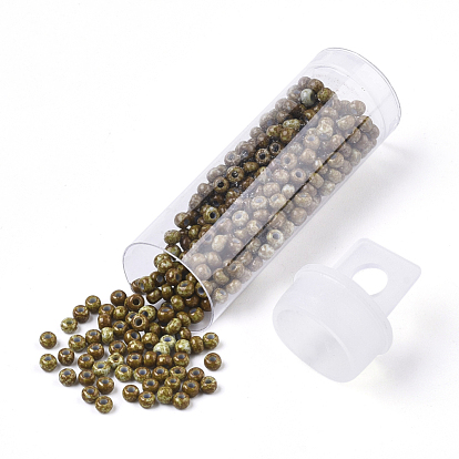 Czech Glass Beads, Round Glass Seed Beads, Baking Paint Style